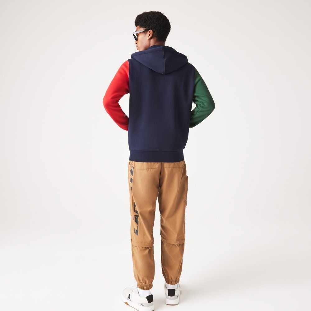 Lacoste Klassiska Fit Color-Block Hooded Zip Marinblå Blå Gröna Röda Gula | DRVZN-8394