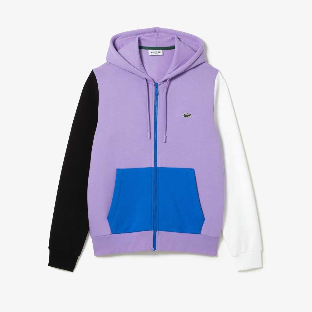 Lacoste Klassiska Fit Color-Block Hooded Zip Lila Svarta Vita Blå | IZJBX-4816