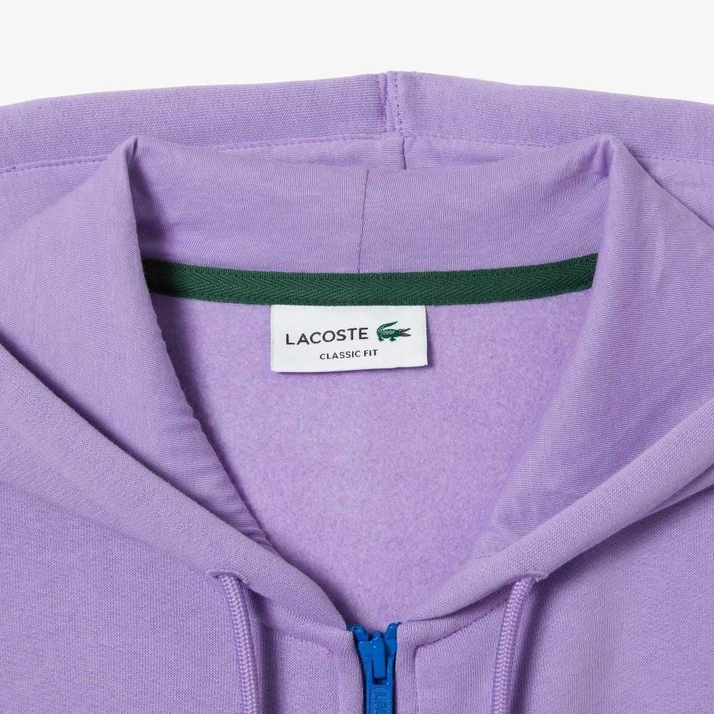 Lacoste Klassiska Fit Color-Block Hooded Zip Lila Svarta Vita Blå | IZJBX-4816