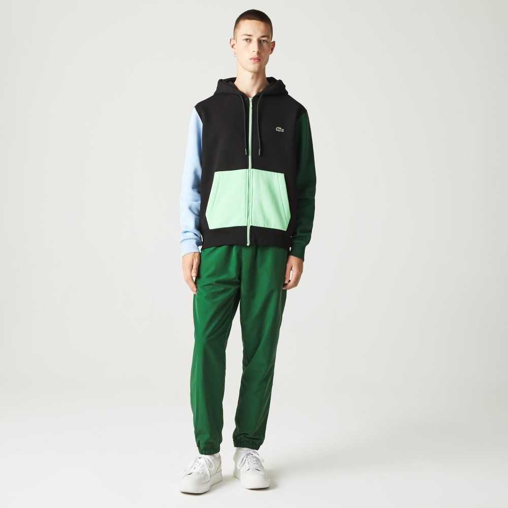 Lacoste Klassiska Fit Color-Block Hooded Zip Svarta Gröna Blå Ljusgröna | LWGQZ-5432