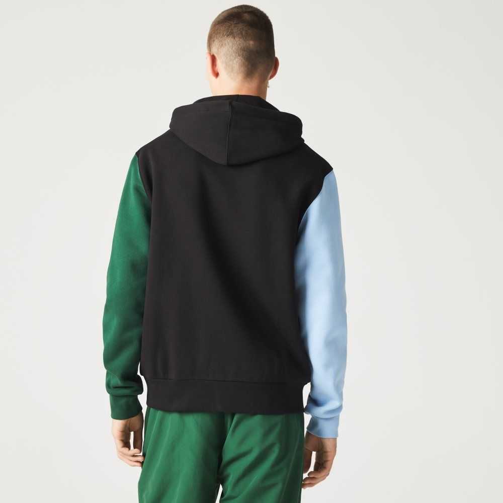 Lacoste Klassiska Fit Color-Block Hooded Zip Svarta Gröna Blå Ljusgröna | LWGQZ-5432