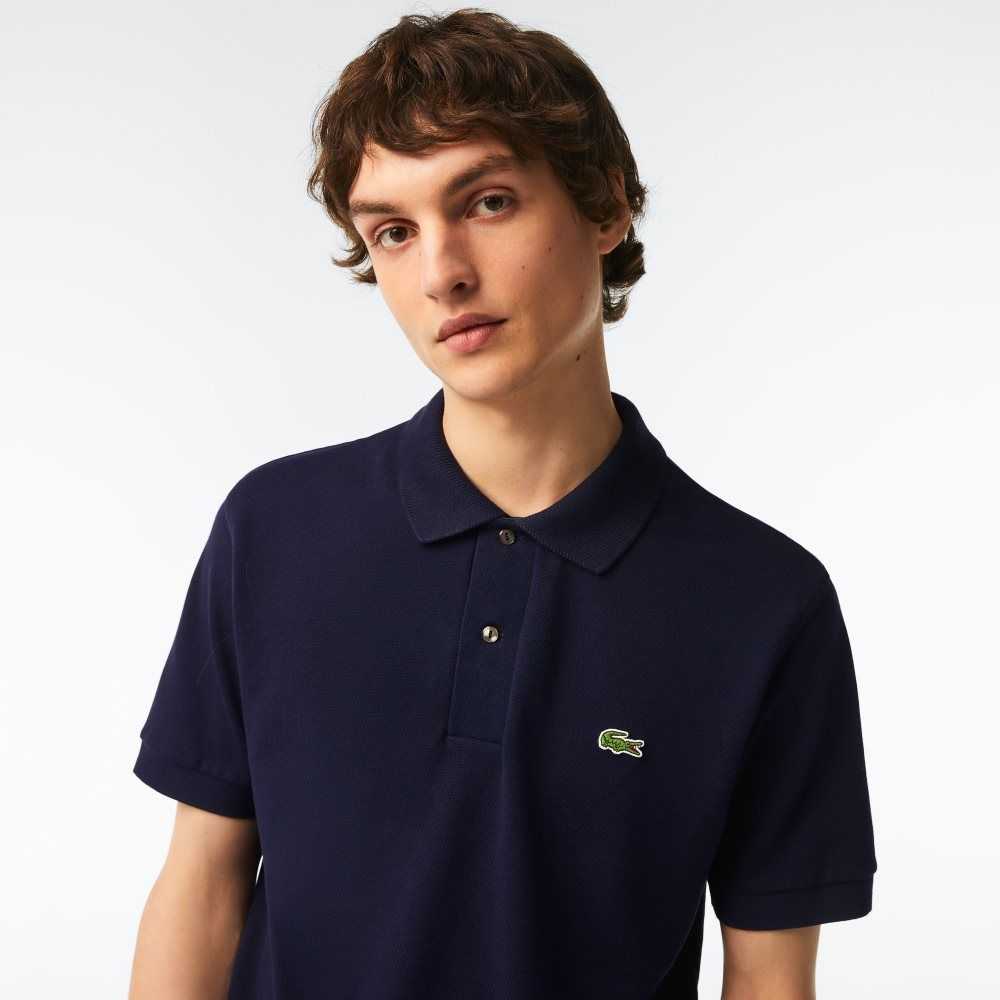 Lacoste Klassiska Fit Heavy Bomull Pique L.12.21 Marinblå Blå | BNFYS-4325