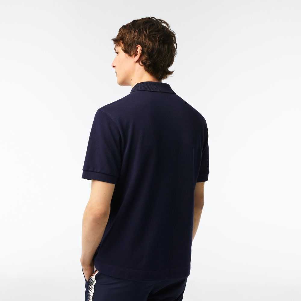 Lacoste Klassiska Fit Heavy Bomull Pique L.12.21 Marinblå Blå | BNFYS-4325