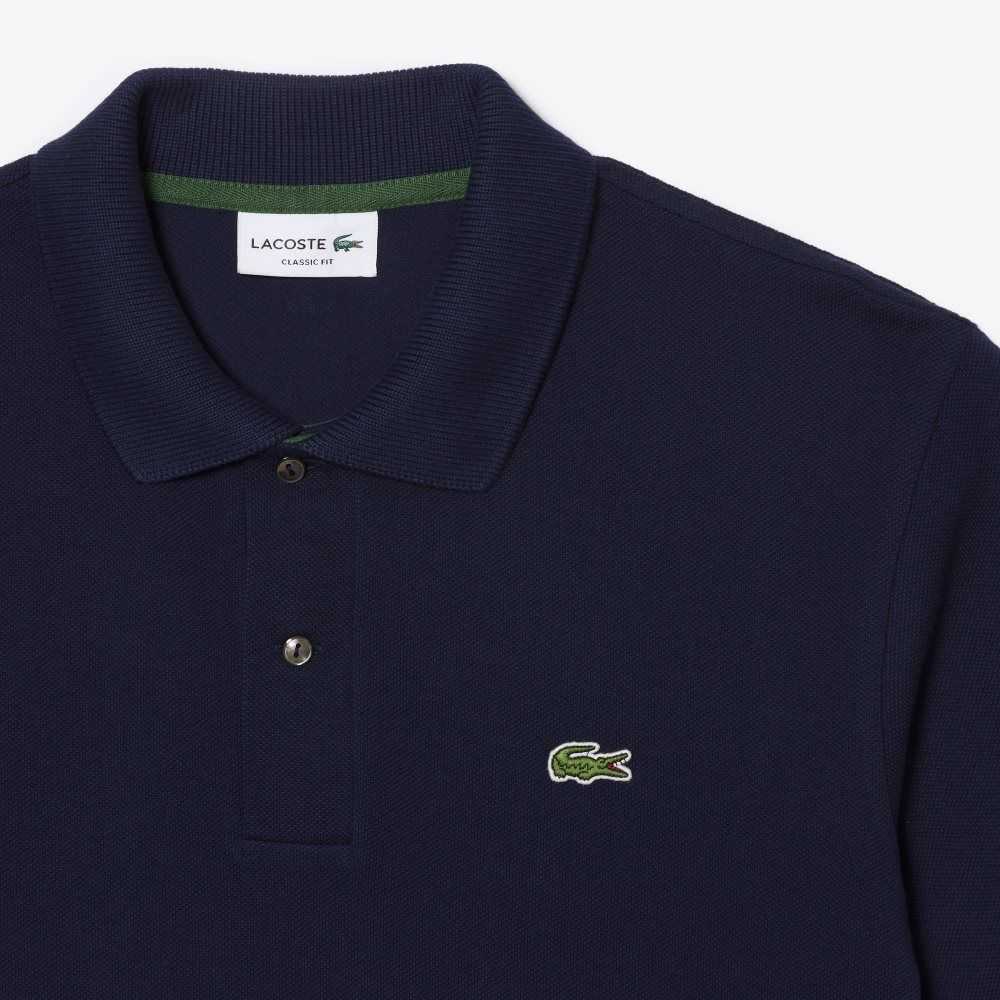 Lacoste Klassiska Fit Heavy Bomull Pique L.12.21 Marinblå Blå | BNFYS-4325