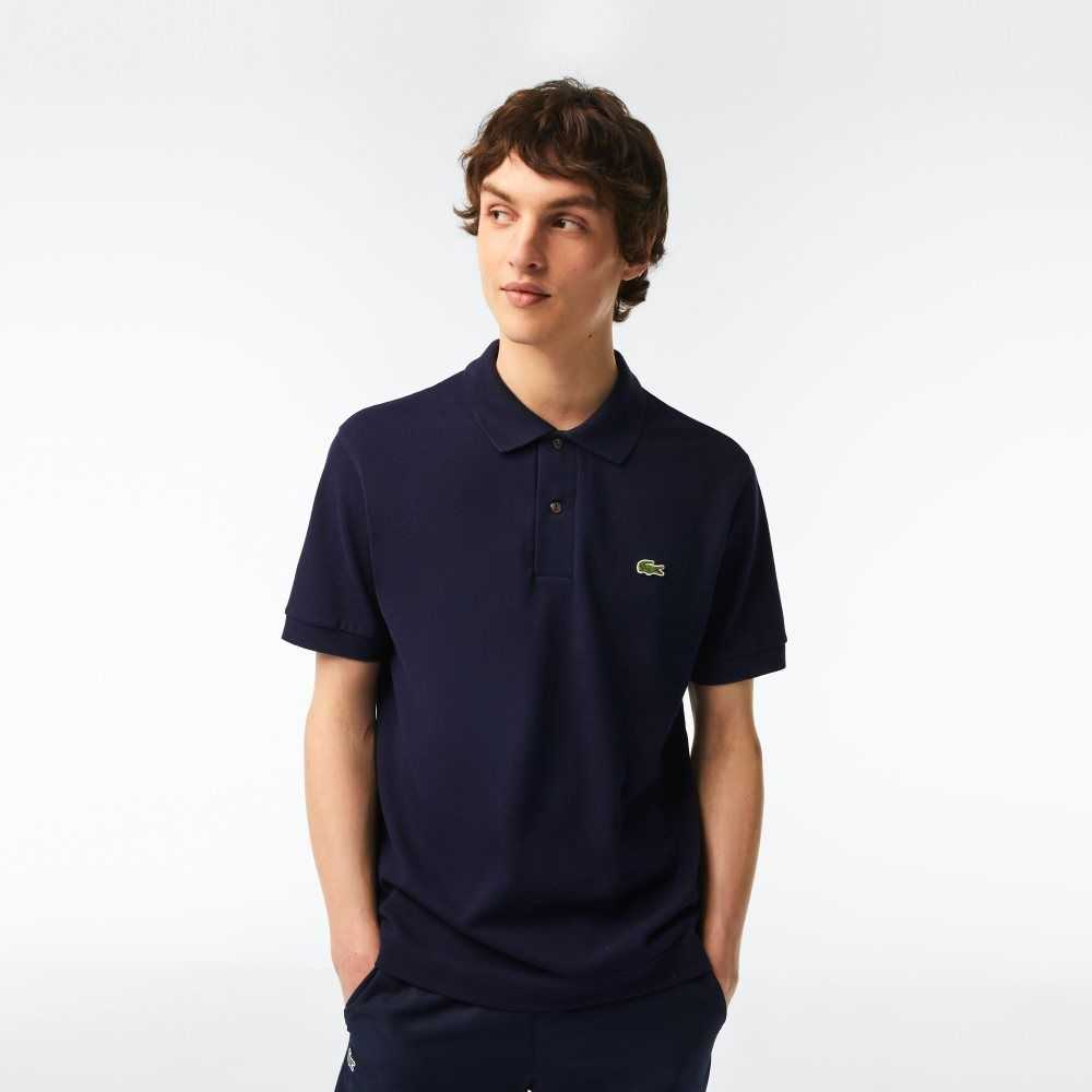 Lacoste Klassiska Fit Heavy Bomull Pique L.12.21 Marinblå Blå | BNFYS-4325