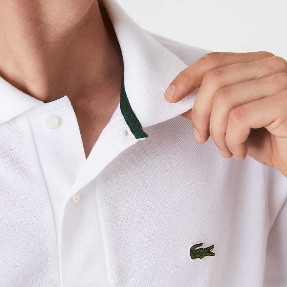 Lacoste Klassiska Fit Heavy Bomull Pique L.12.21 Vita | NIWFX-0167