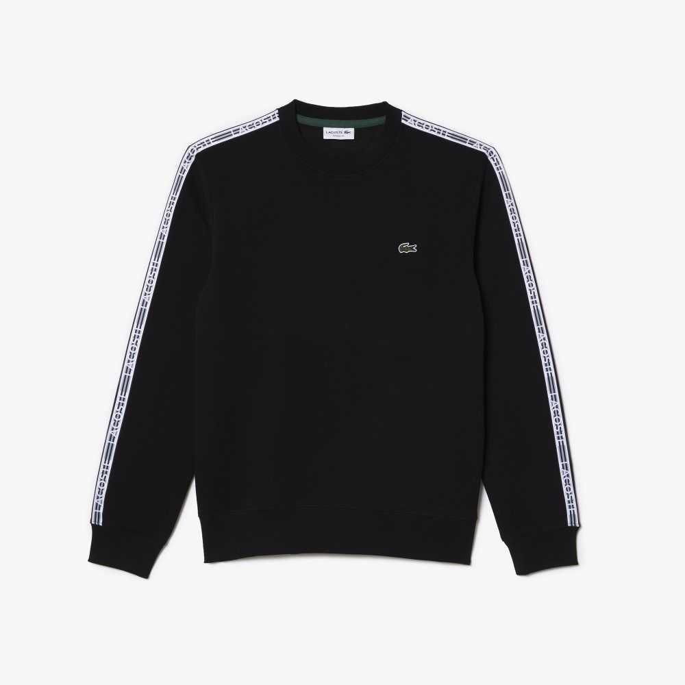 Lacoste Klassiska Fit Logo Stripe Flannel Svarta | JDBHS-3482