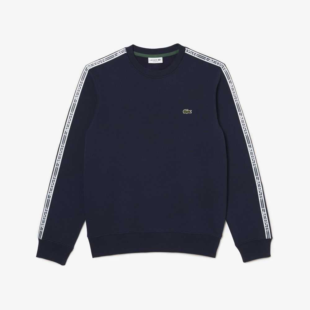 Lacoste Klassiska Fit Logo Stripe Flannel Marinblå Blå | KLHUB-4702