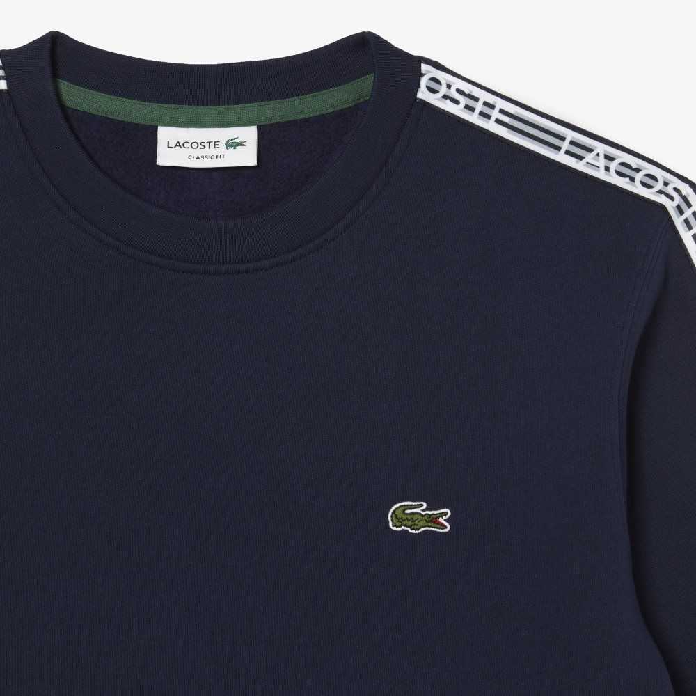 Lacoste Klassiska Fit Logo Stripe Flannel Marinblå Blå | KLHUB-4702