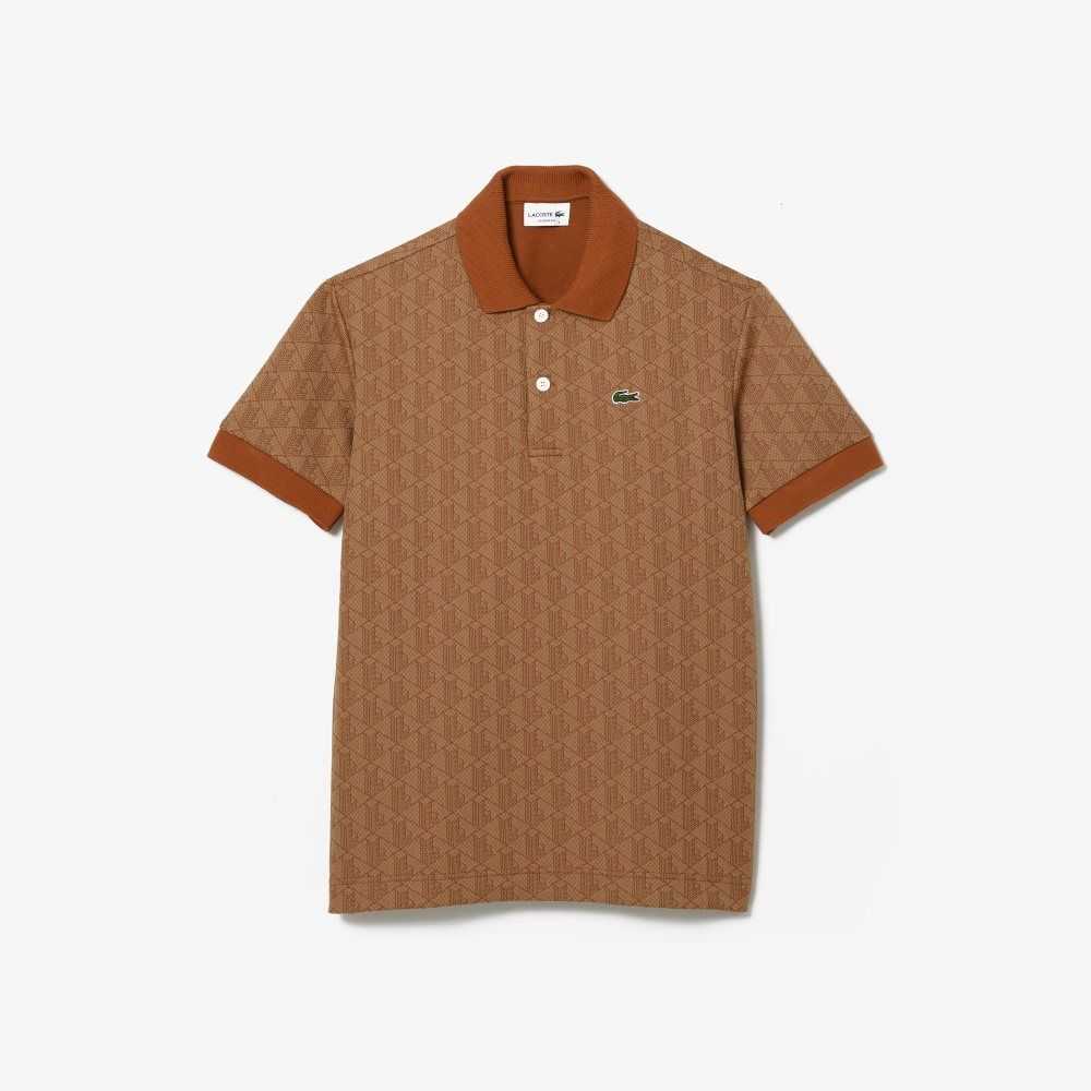 Lacoste Klassiska Fit Monogram Print Beige Bruna | IVDCW-6704