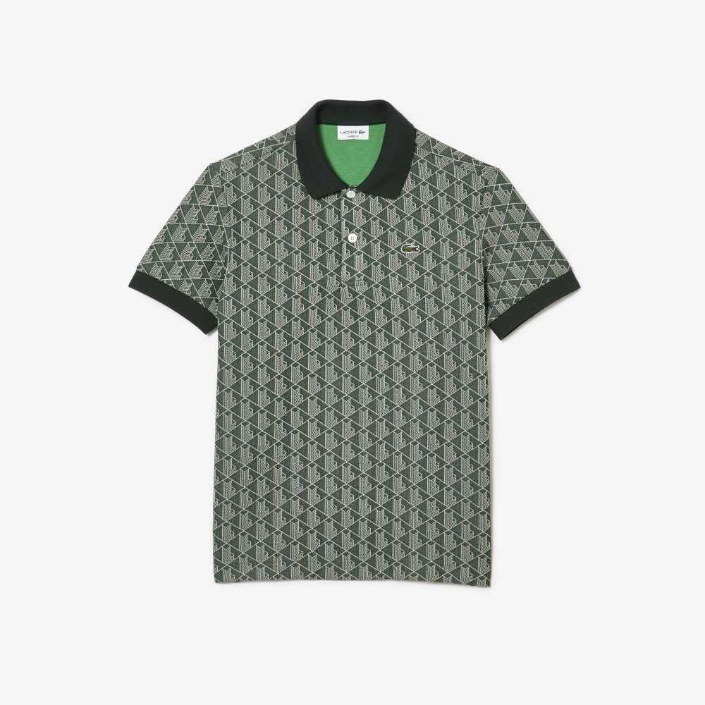 Lacoste Klassiska Fit Monogram Print Gröna Beige | ZUKVP-8712