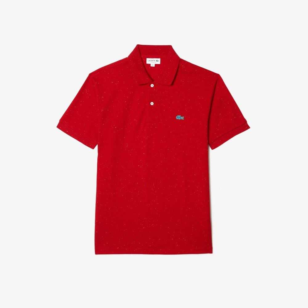 Lacoste Klassiska Fit Speckled Print Bomull Pique Röda | ZEYDV-8219