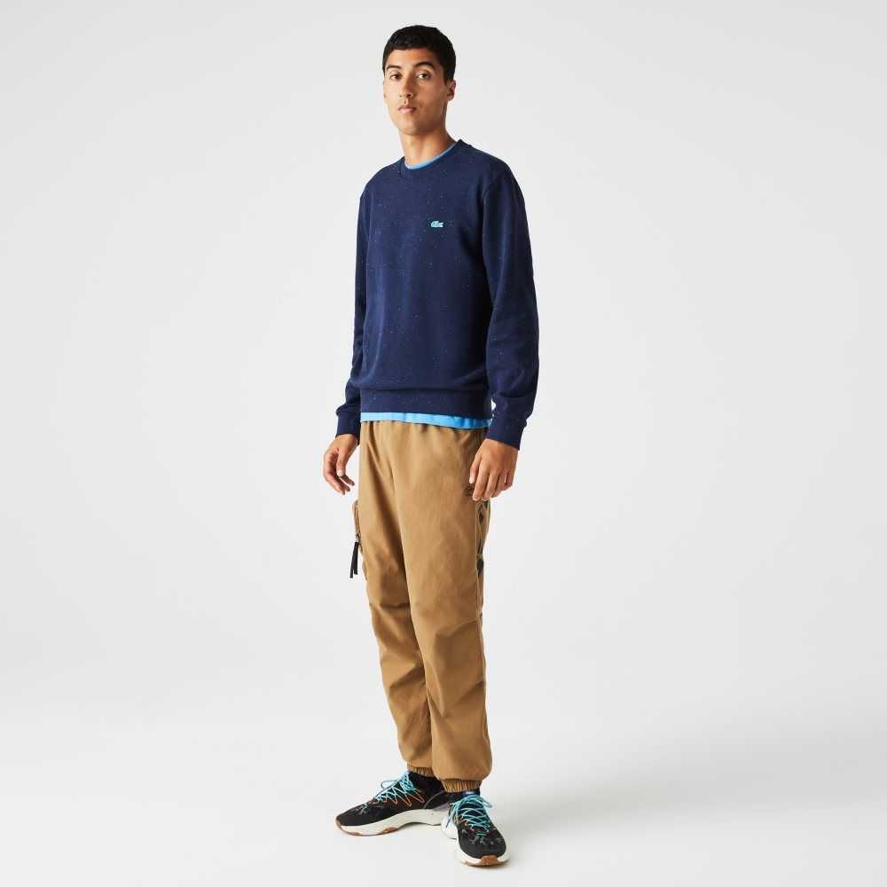 Lacoste Klassiska Fit Speckled Print Fleece Marinblå Blå | NIETM-7823