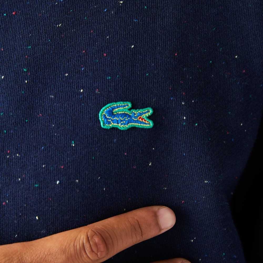 Lacoste Klassiska Fit Speckled Print Fleece Marinblå Blå | NIETM-7823