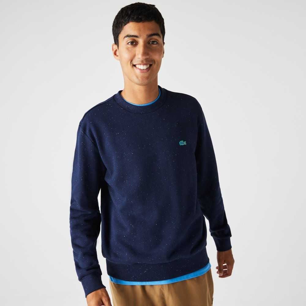 Lacoste Klassiska Fit Speckled Print Fleece Marinblå Blå | NIETM-7823