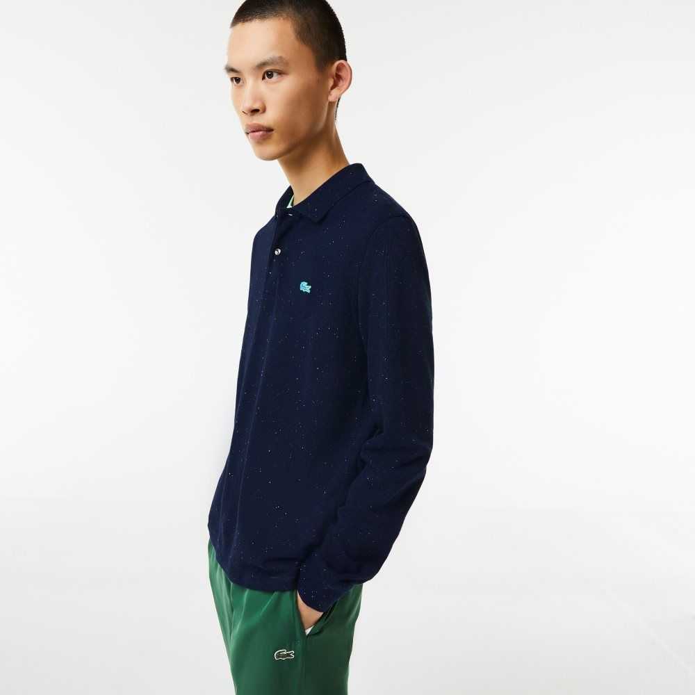 Lacoste Klassiska Fit Speckled Print Marinblå Blå | RHWVF-7925