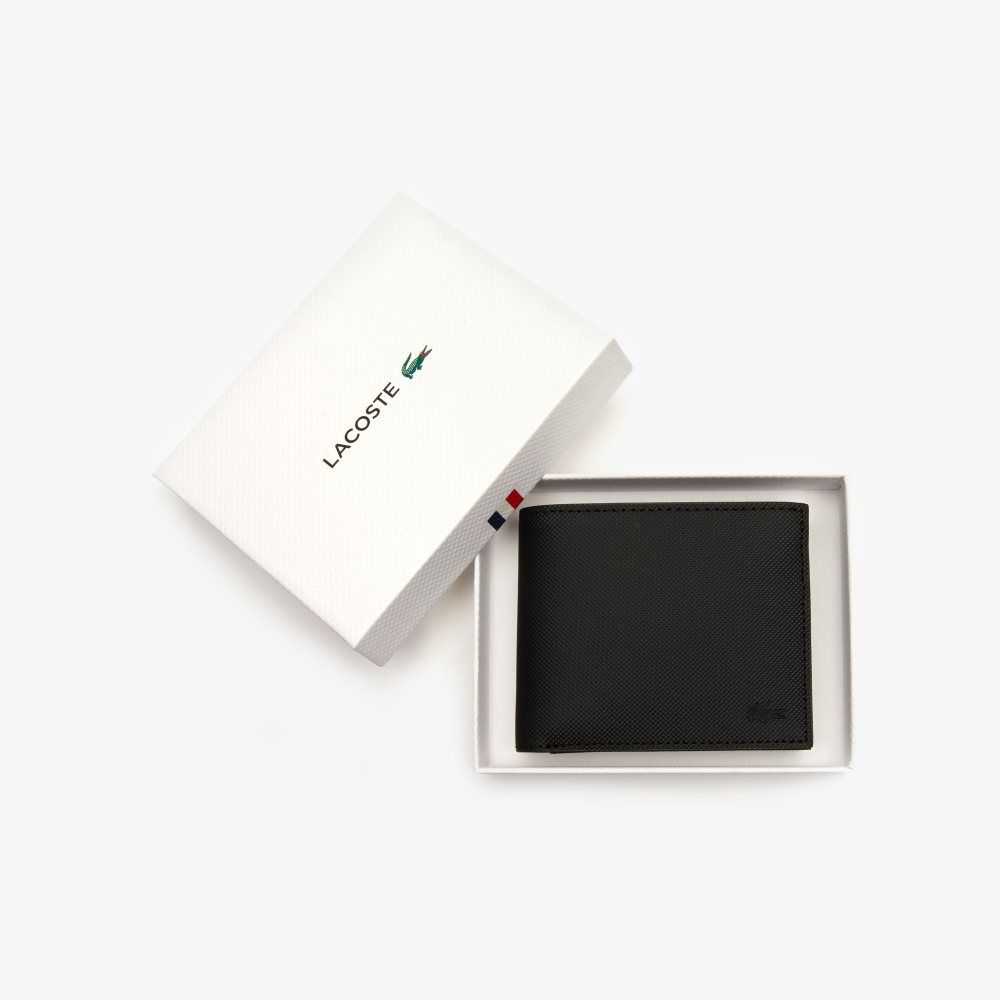 Lacoste Klassiska Petit Pique Three Card Wallet Svarta | MYOQT-1293