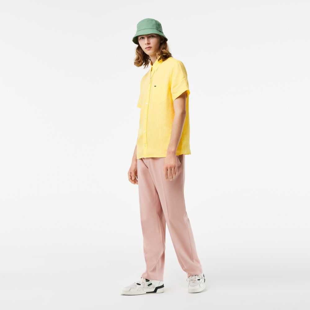 Lacoste Korta Sleeve Linen Gula | ACDEM-9382