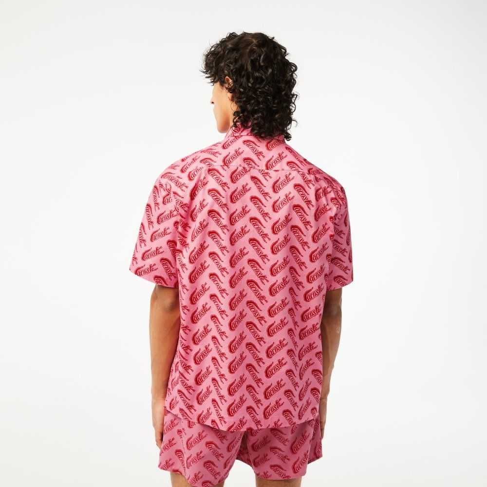 Lacoste Korta Sleeve Vintage Print Röda Vita | TJDUA-9210