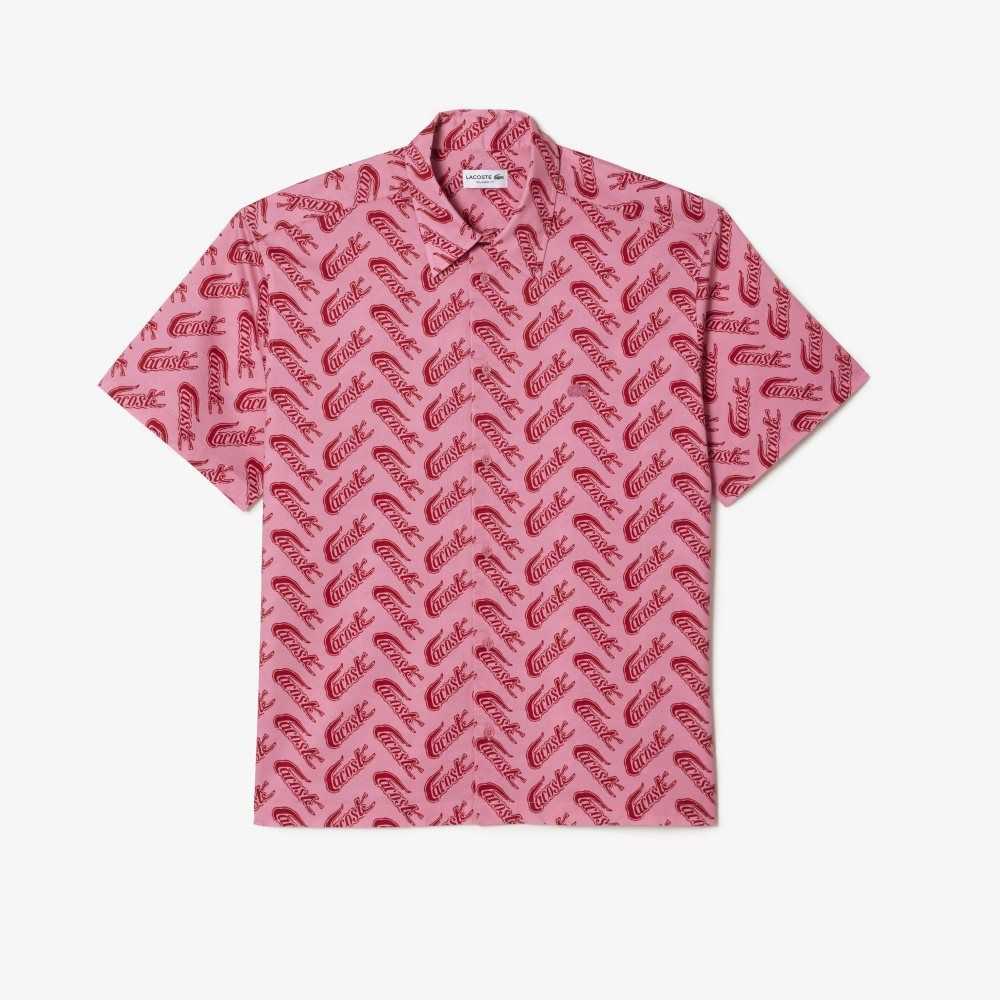 Lacoste Korta Sleeve Vintage Print Röda Vita | TJDUA-9210