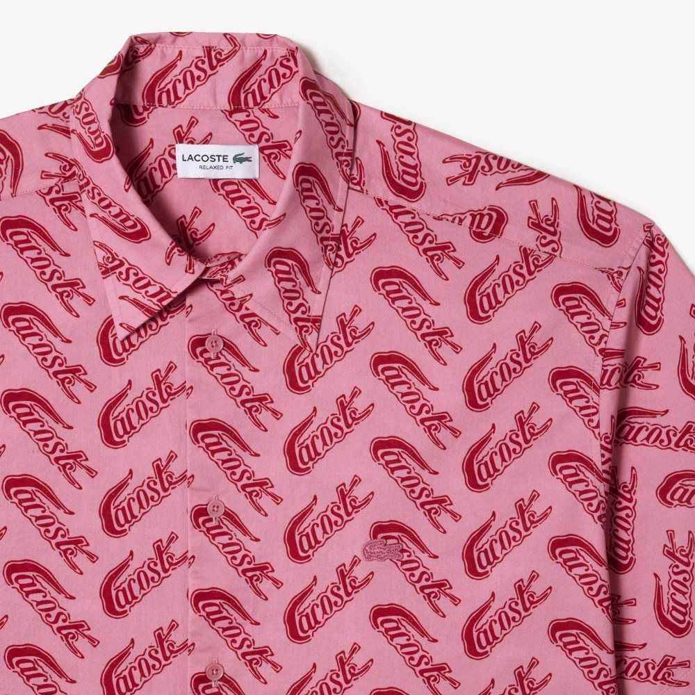 Lacoste Korta Sleeve Vintage Print Röda Vita | TJDUA-9210