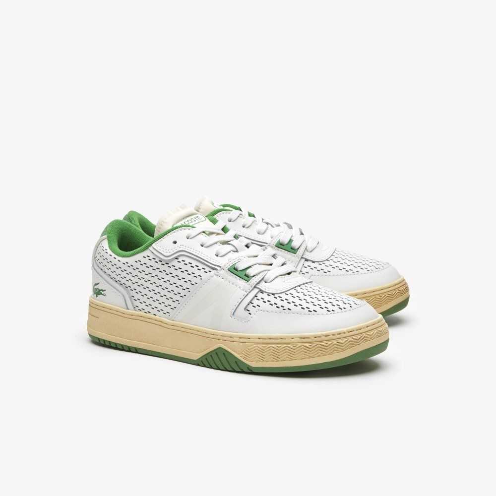 Lacoste L001 Läder Heel Pop Vita Gröna | HUTYQ-5374