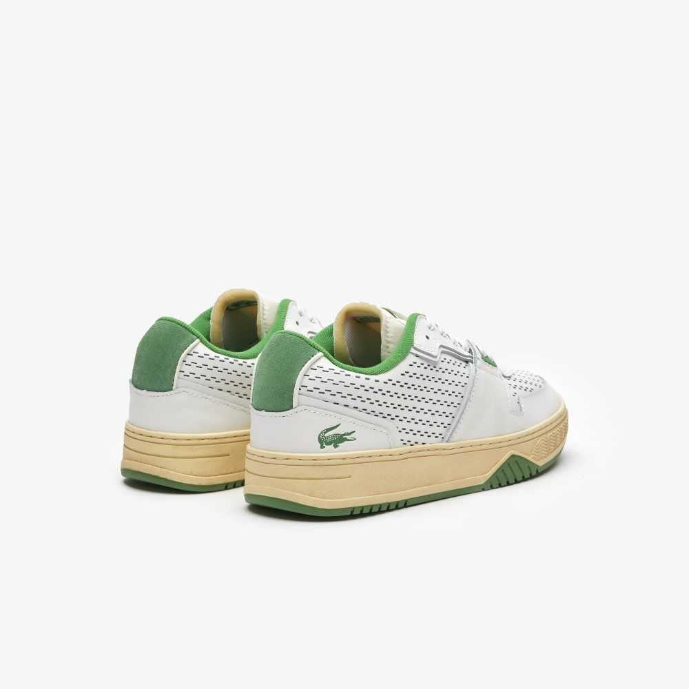 Lacoste L001 Läder Heel Pop Vita Gröna | HUTYQ-5374