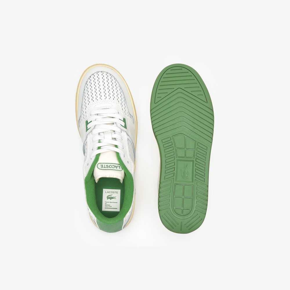 Lacoste L001 Läder Heel Pop Vita Gröna | HUTYQ-5374