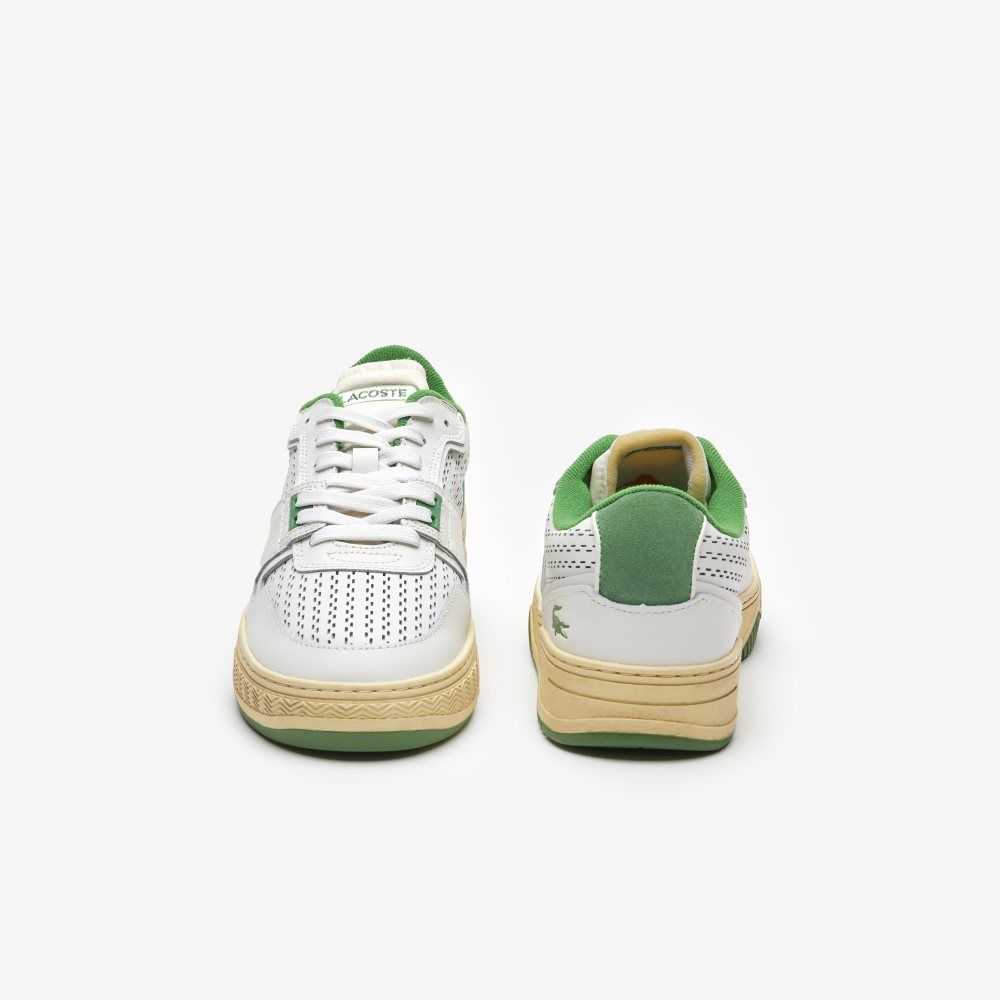 Lacoste L001 Läder Heel Pop Vita Gröna | HUTYQ-5374