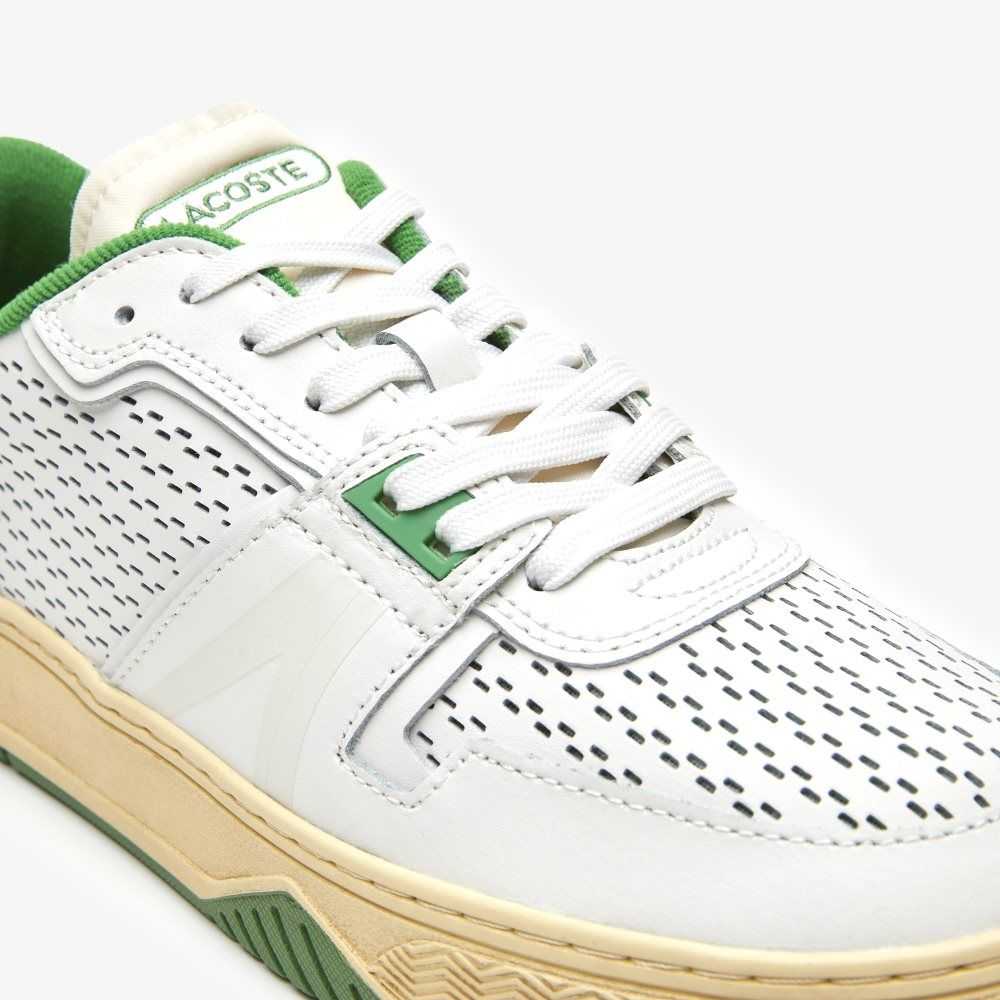 Lacoste L001 Läder Heel Pop Vita Gröna | HUTYQ-5374