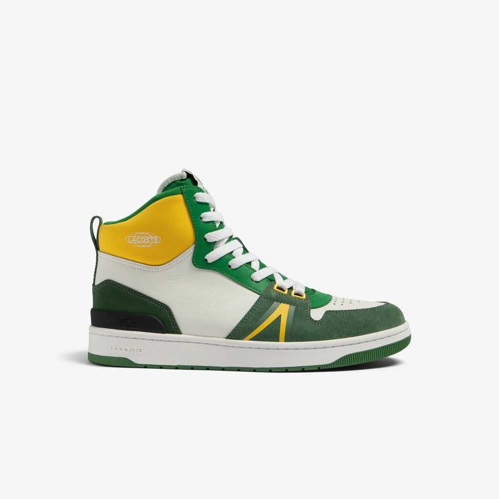 Lacoste L001 Mid Läder Colorblock Vita Gröna | KORDE-8962