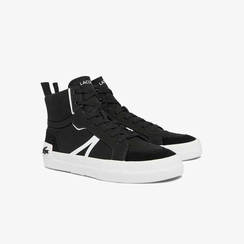 Lacoste L004 Mid Canvas Svarta Vita | GMXYF-5149