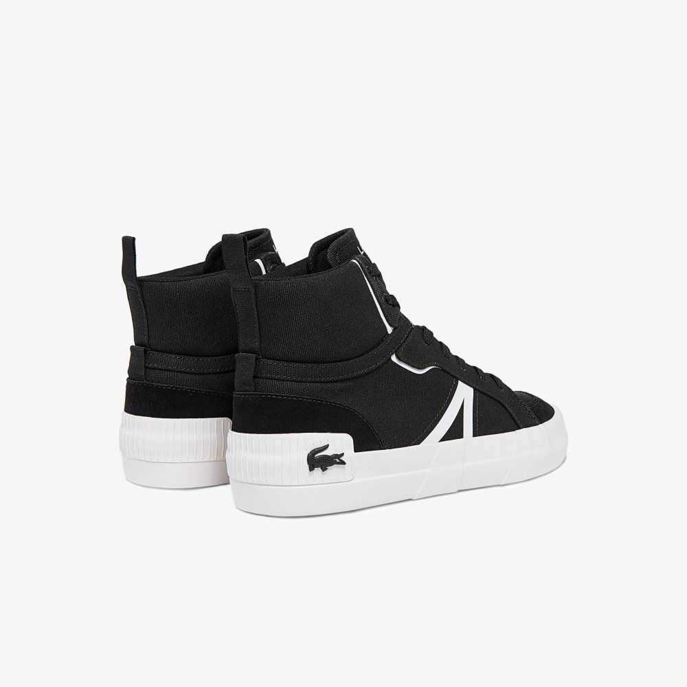 Lacoste L004 Mid Canvas Svarta Vita | GMXYF-5149