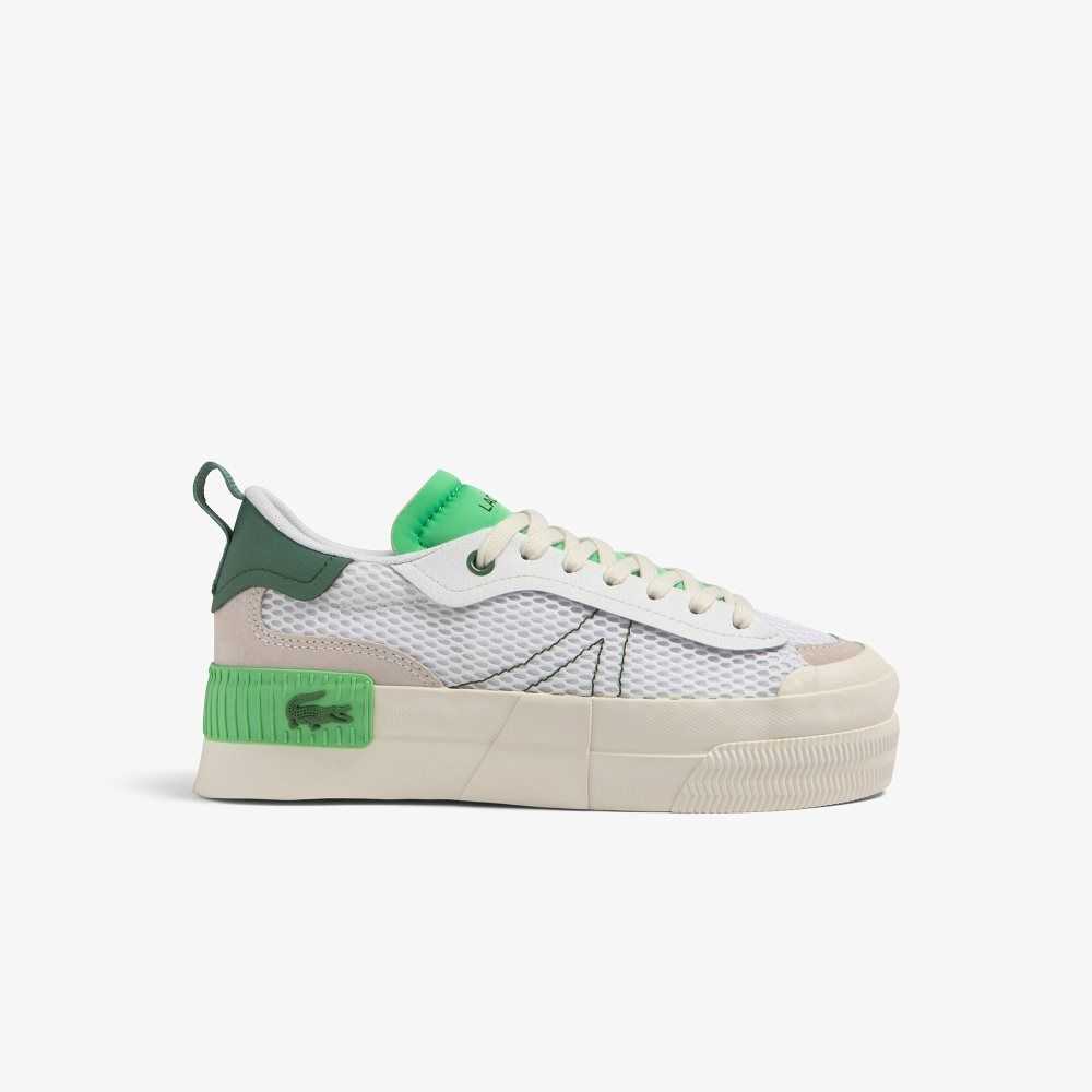 Lacoste L004 Platform Heel Pop Vita Gröna | UORFX-4067