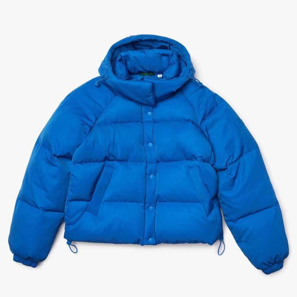 Lacoste LIVE Detachable Hood Korta Quiltad Rain Blå | BZREA-5621