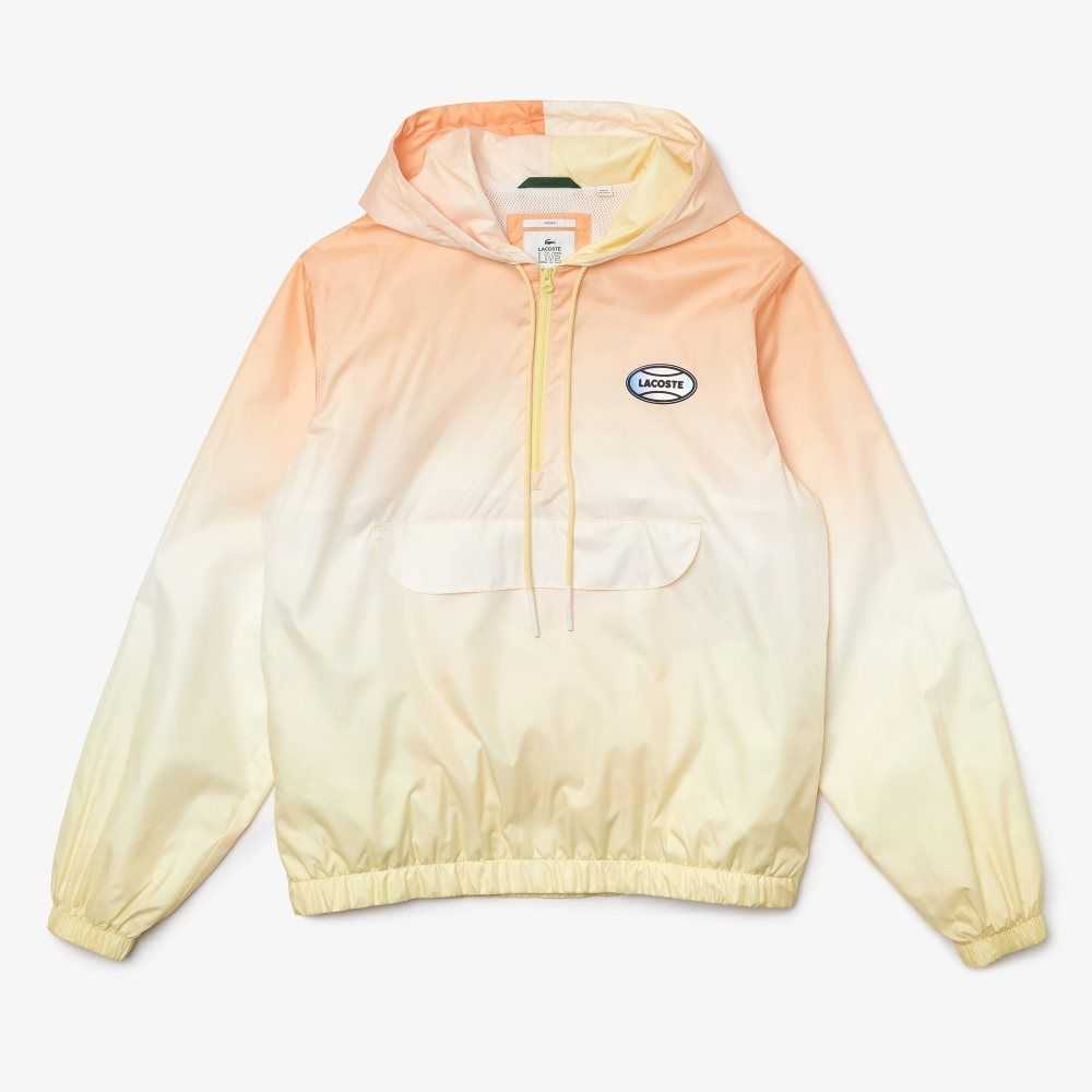 Lacoste LIVE Lätta Pullover Windbreaker Orange Vita Gula | FRUWS-2607