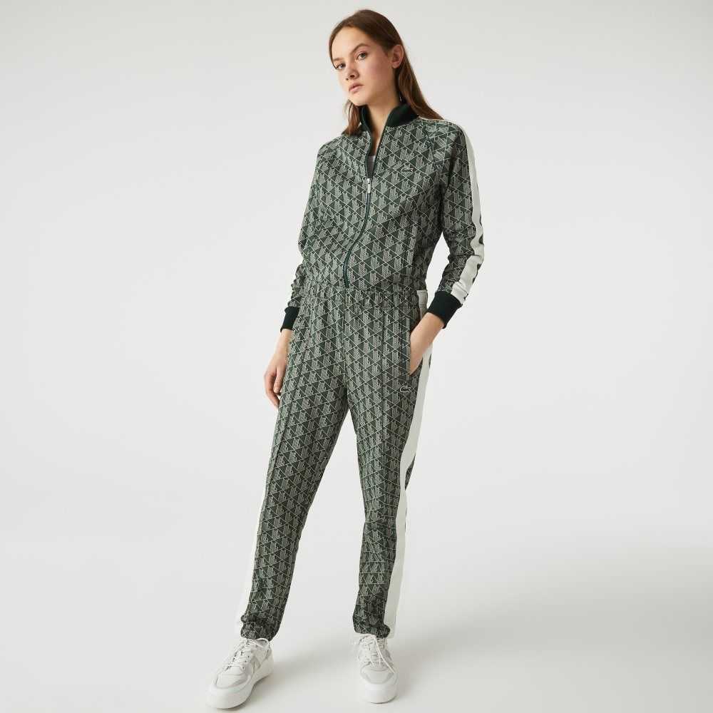 Lacoste LIVE Monogram Jacquard Tracksuit Gröna Beige | MRJIS-0321