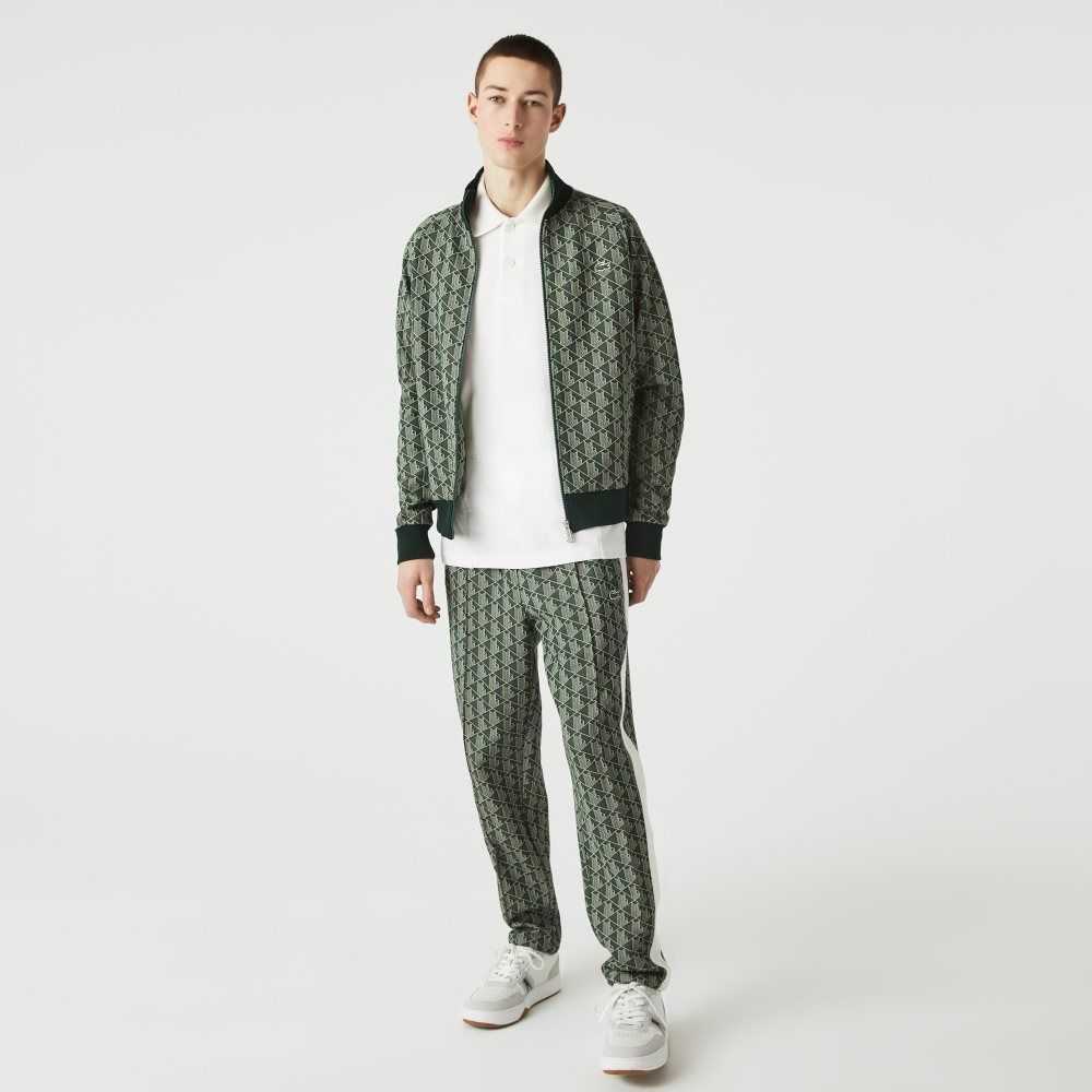 Lacoste LIVE Monogram Jacquard Tracksuit Gröna Beige | MRJIS-0321