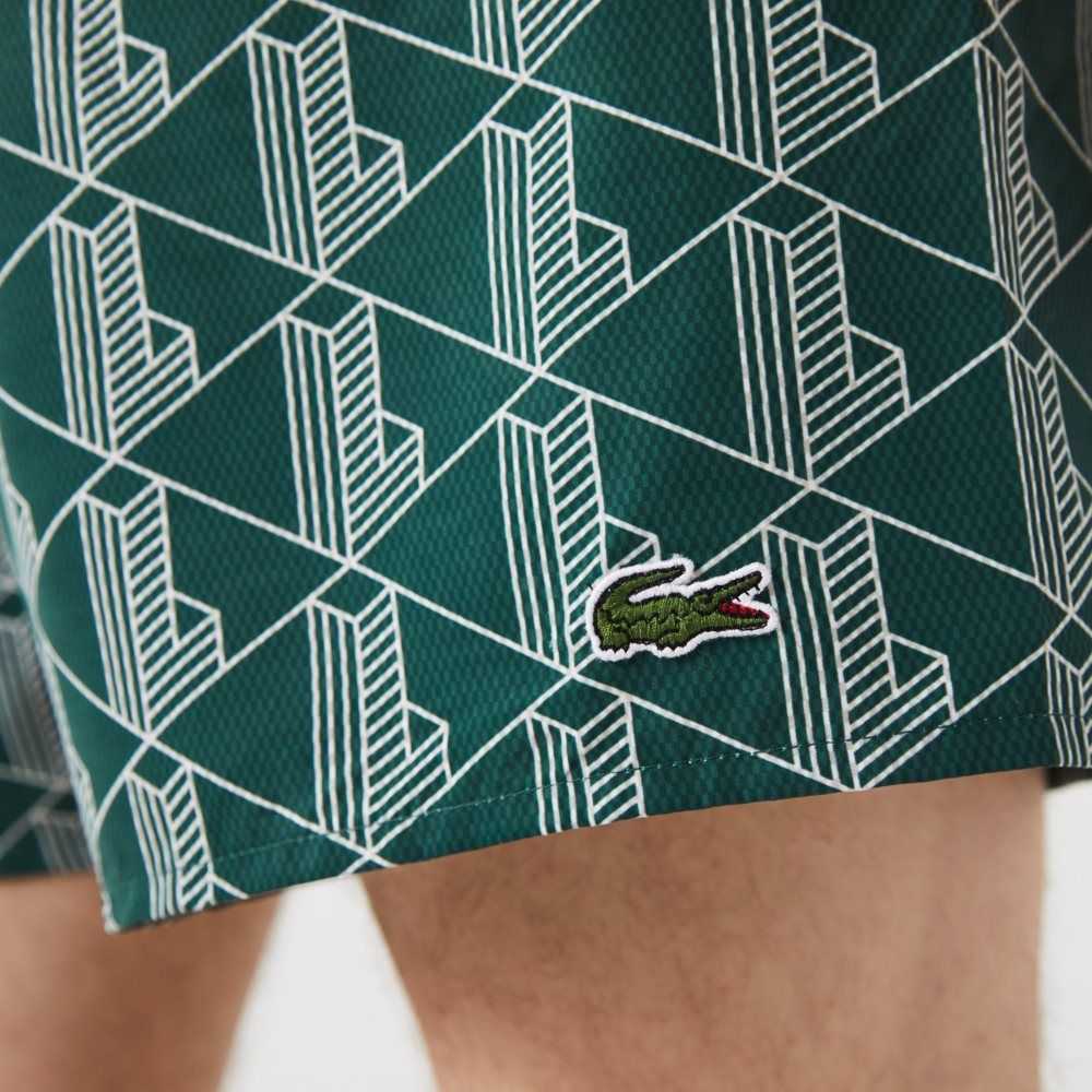 Lacoste LIVE Monogram Print Lätta Gröna Vita | HQPSM-4029