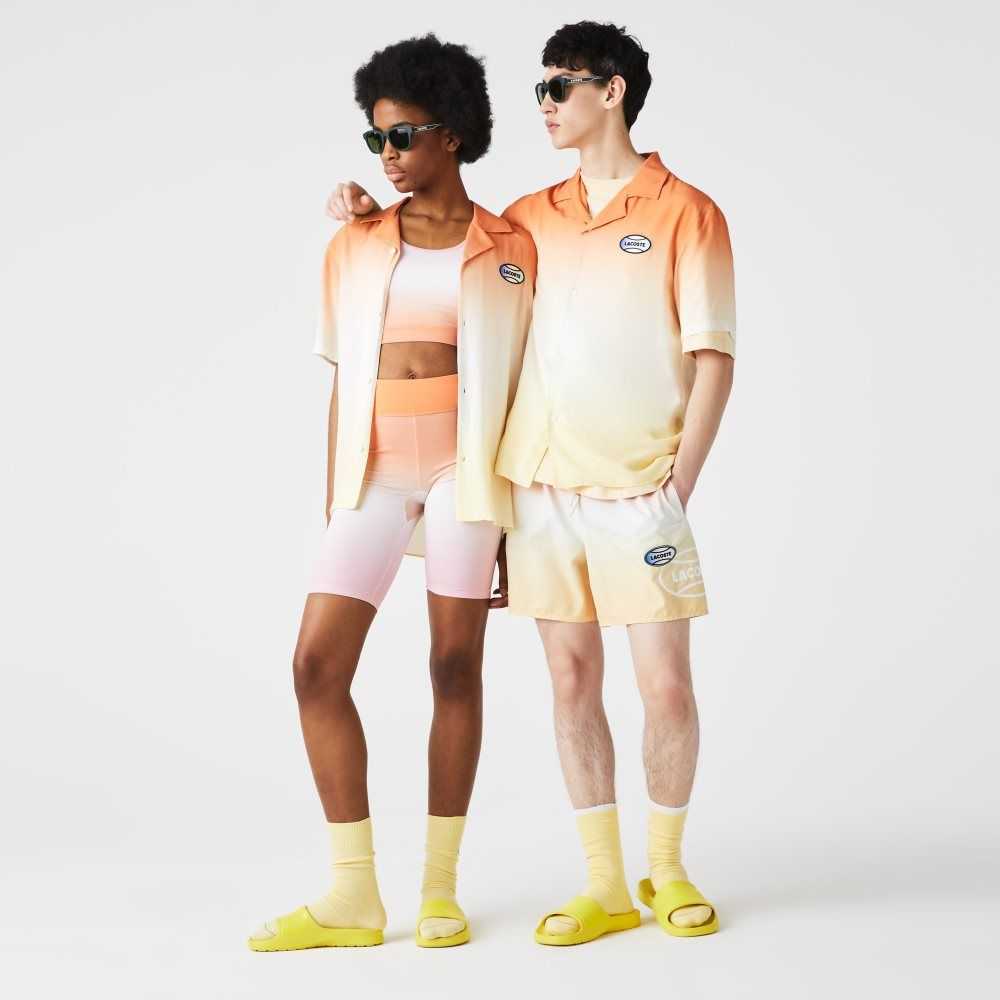 Lacoste LIVE Relaxed Fit Gradated Print Orange Vita Gula | MYPCA-8974