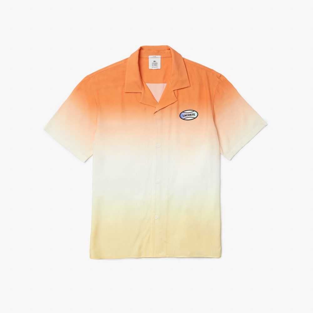 Lacoste LIVE Relaxed Fit Gradated Print Orange Vita Gula | MYPCA-8974