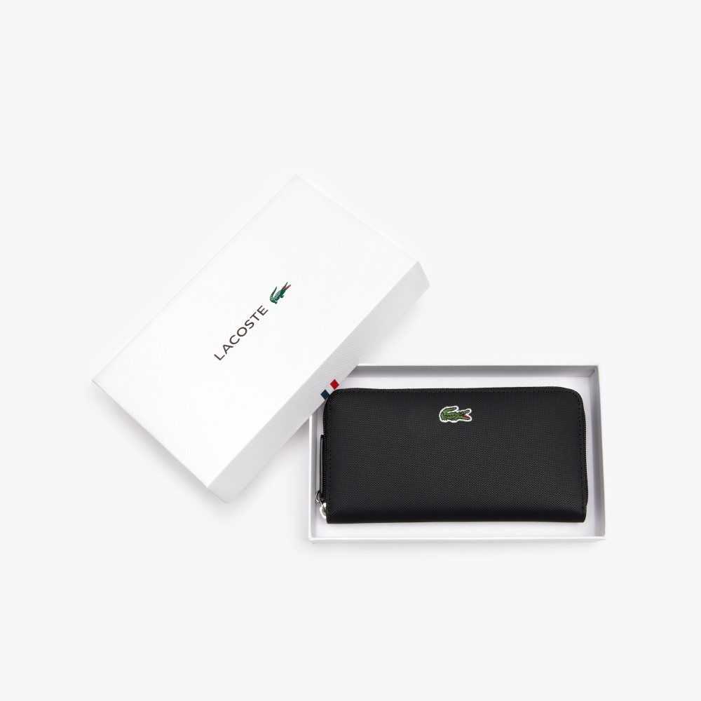 Lacoste L.12.12 Concept Petit Pique 12 Card Zip Wallet Svarta | PTYFL-0872