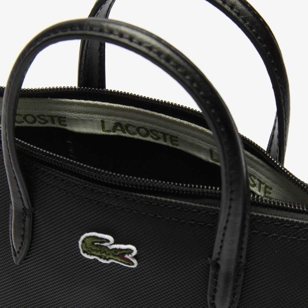 Lacoste L.12.12 Concept Petit Pique Coated Canvas Min Svarta | DNMWT-2743