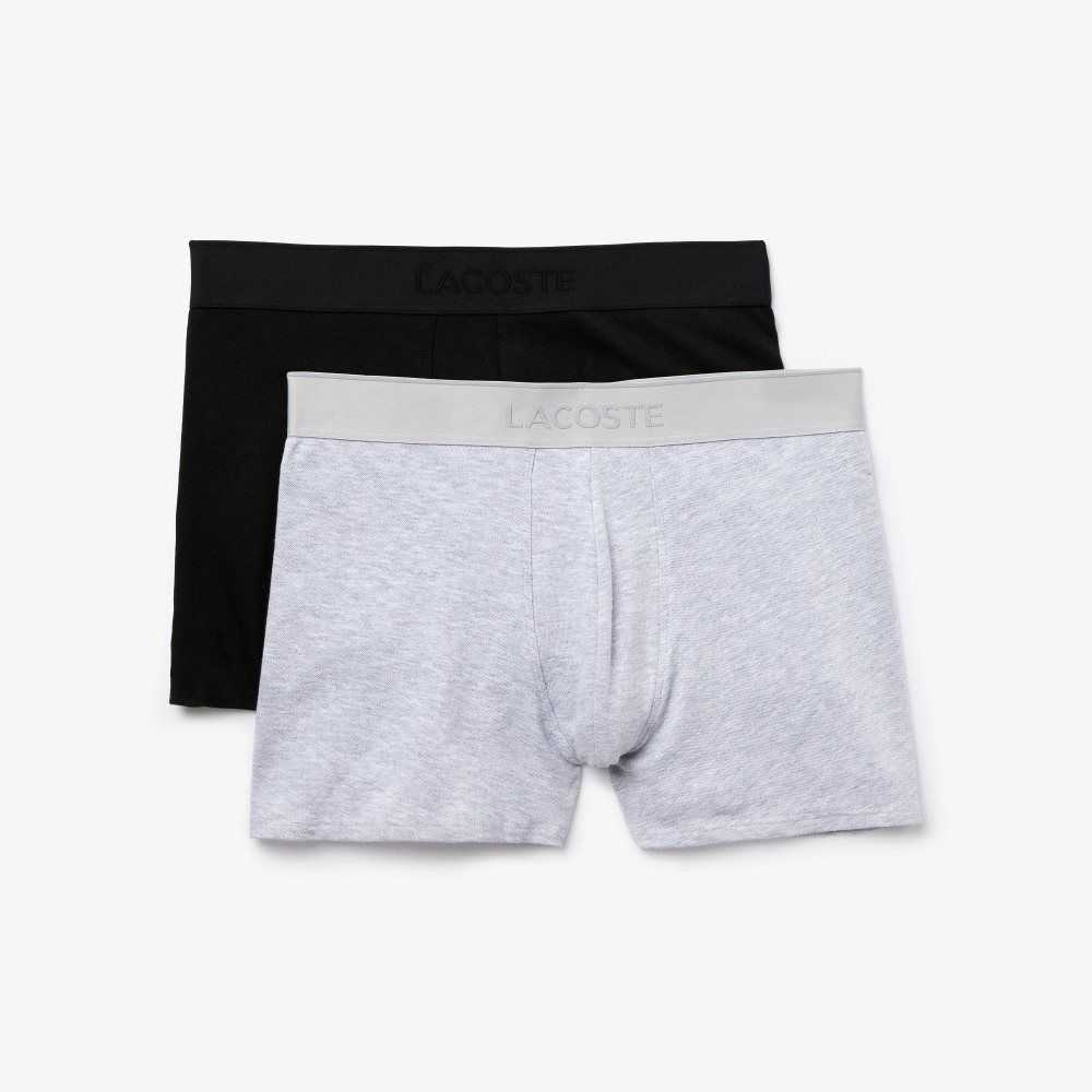 Lacoste L.12.12 Pique Boxer Briefs 2-Pack Svarta Grå | UPVCH-4075