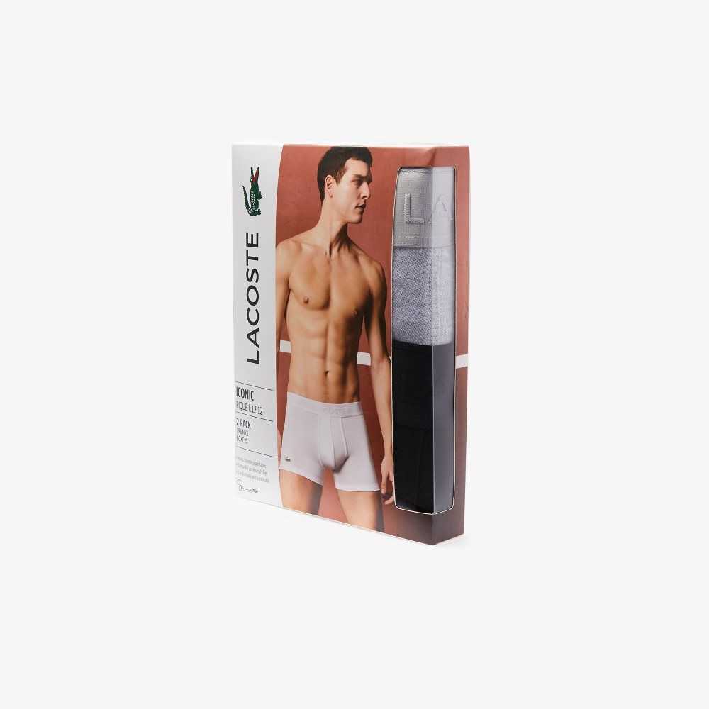 Lacoste L.12.12 Pique Boxer Briefs 2-Pack Svarta Grå | UPVCH-4075