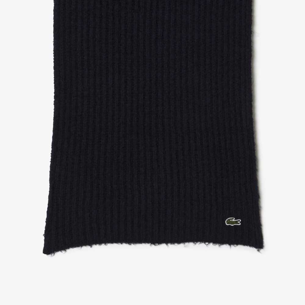 Lacoste Large Räfflad Ull Scarf Marinblå Blå | SFGAK-2547