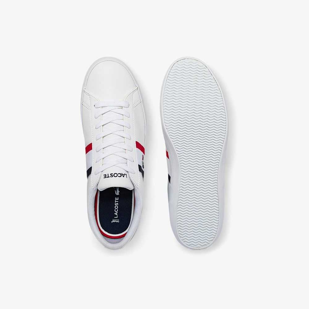 Lacoste Lerond Tricolor Läder Vita Blå Röda | NSDWK-3806