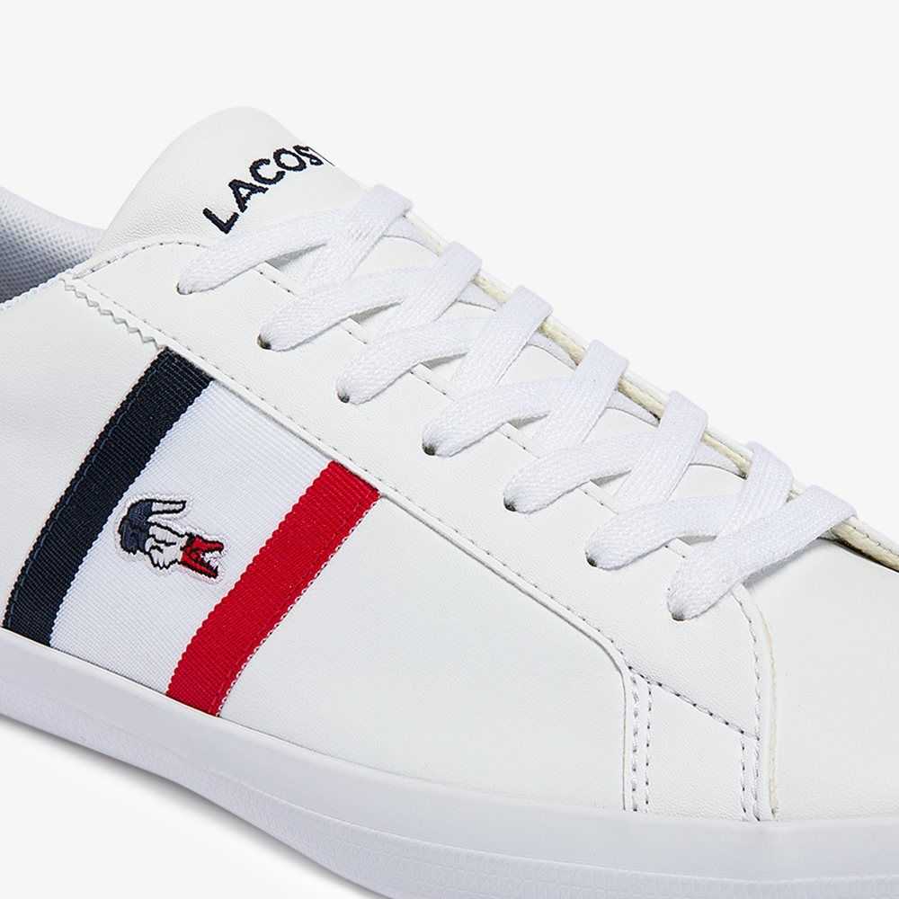 Lacoste Lerond Tricolor Läder Vita Blå Röda | NSDWK-3806