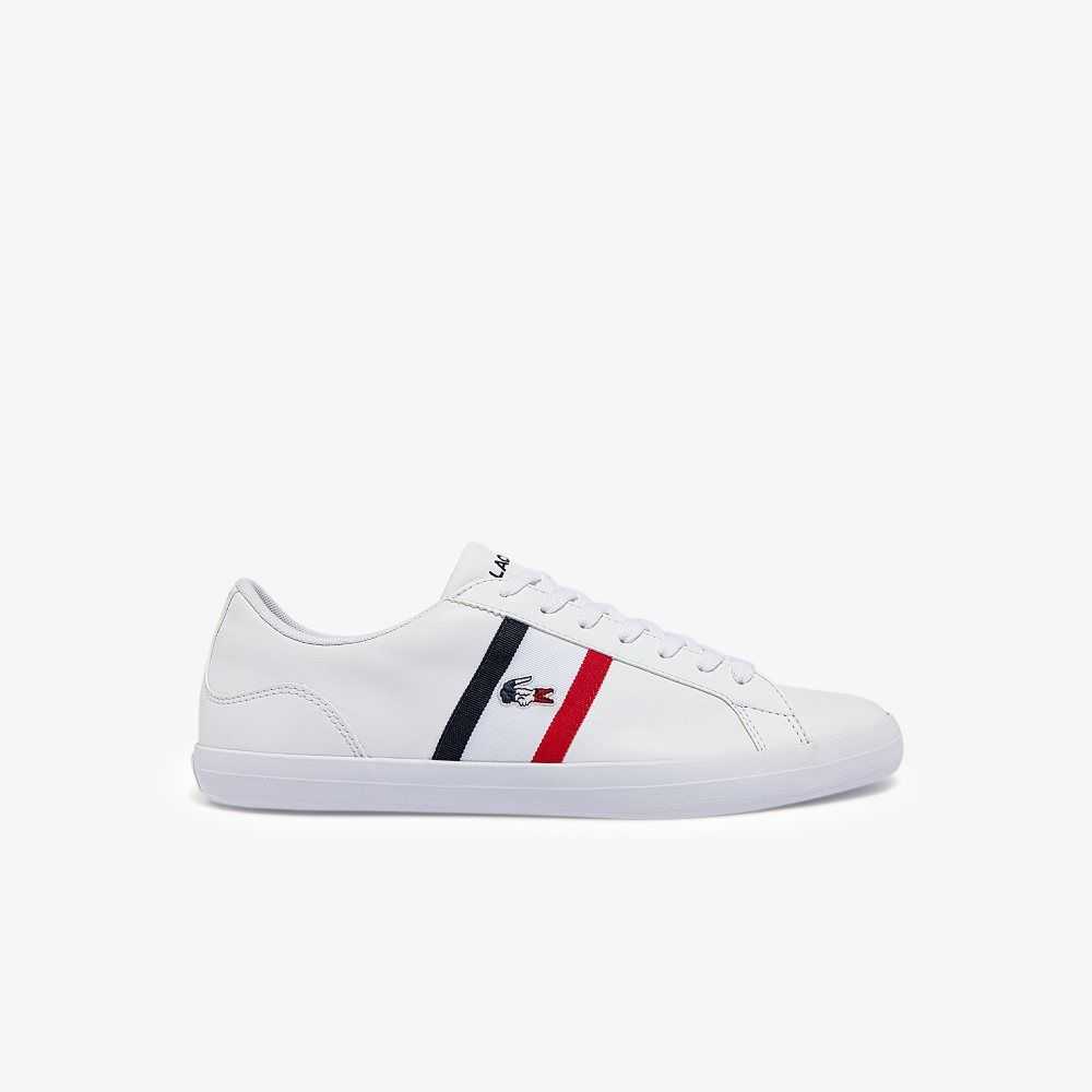 Lacoste Lerond Tricolor Läder Vita Blå Röda | NSDWK-3806