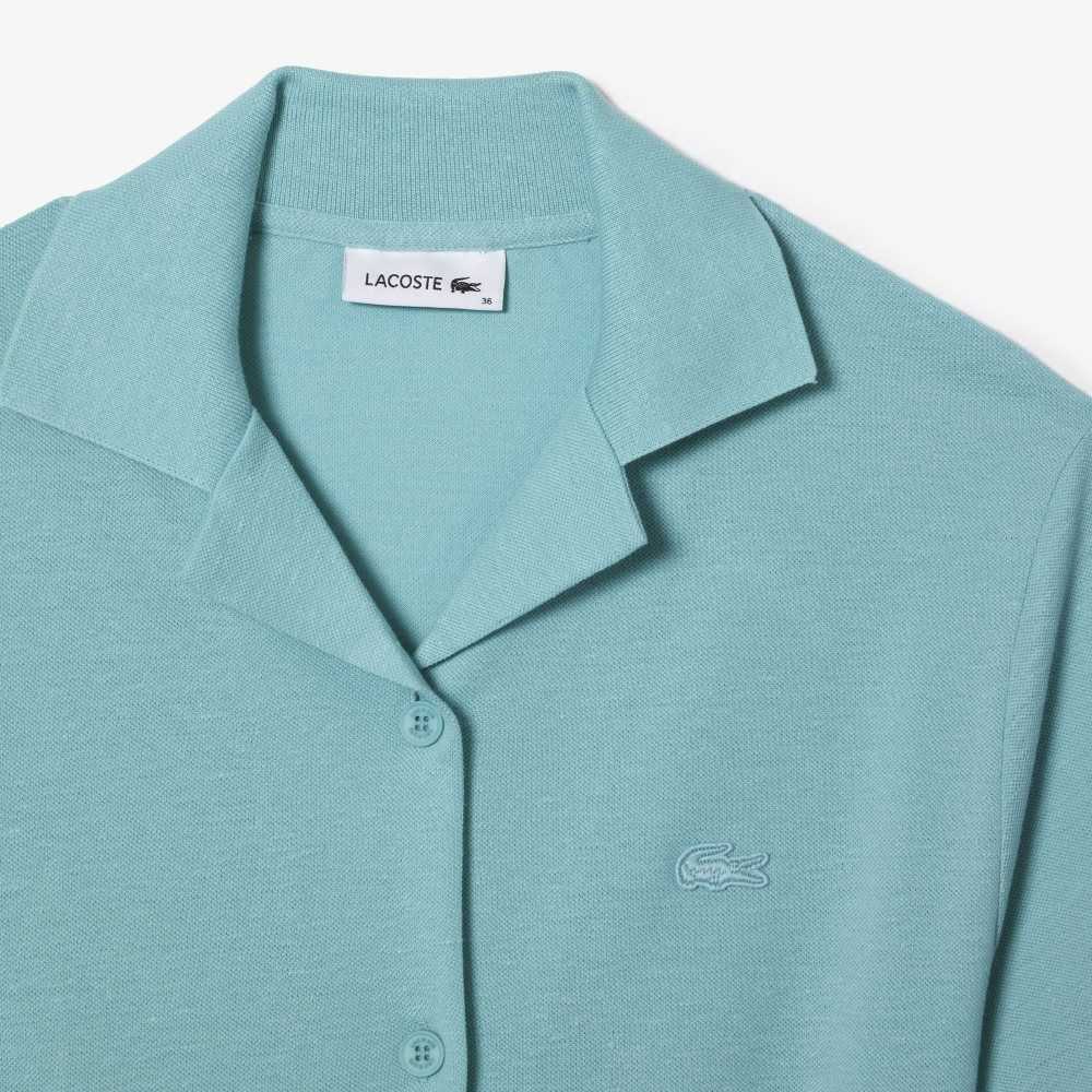 Lacoste Linen/Bomull Blend Belted Button Mintgröna | MRHJO-2678